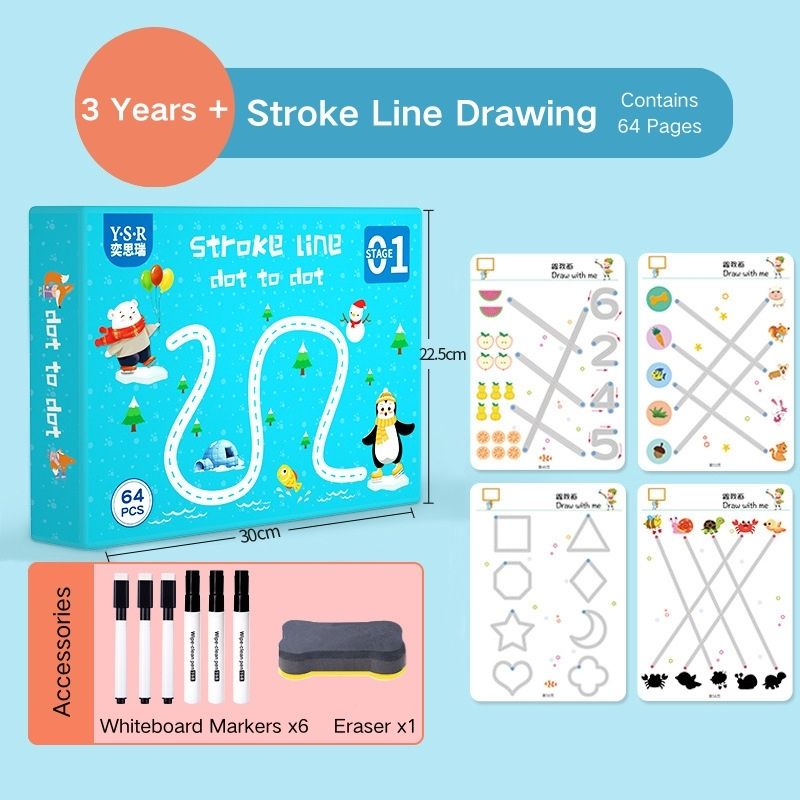 Kids Wipe-clean Erasable Book Pen Control Reusable Drawing Book 3 Years + - Little Kooma