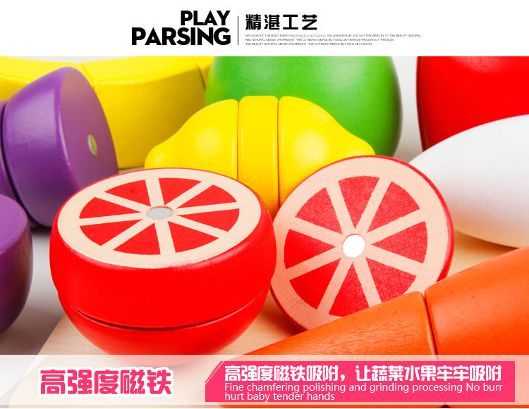 Kids Wooden Magnetic Vegetables Fruits Cut Clearance Sale 6 Years + - Little Kooma