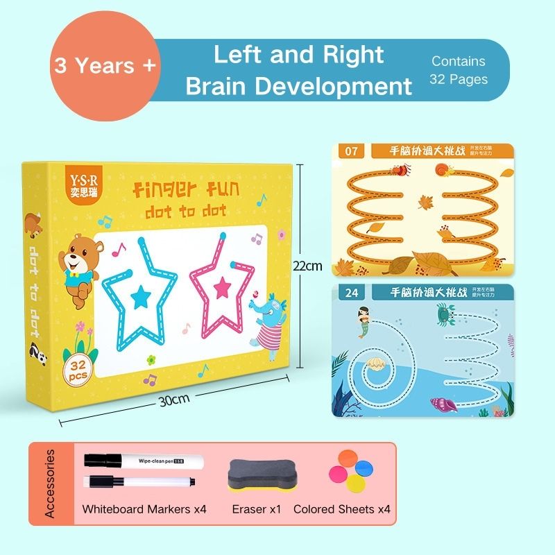 Kids Wipe-clean Erasable Book Pen Control Reusable Drawing Book 3 Years + - Little Kooma