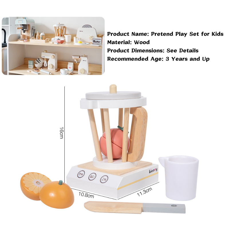Kids Boys Girls Pretend Play Mini Wooden Household Appliances - Coffee Machine Blender 3 Years + - Little Kooma