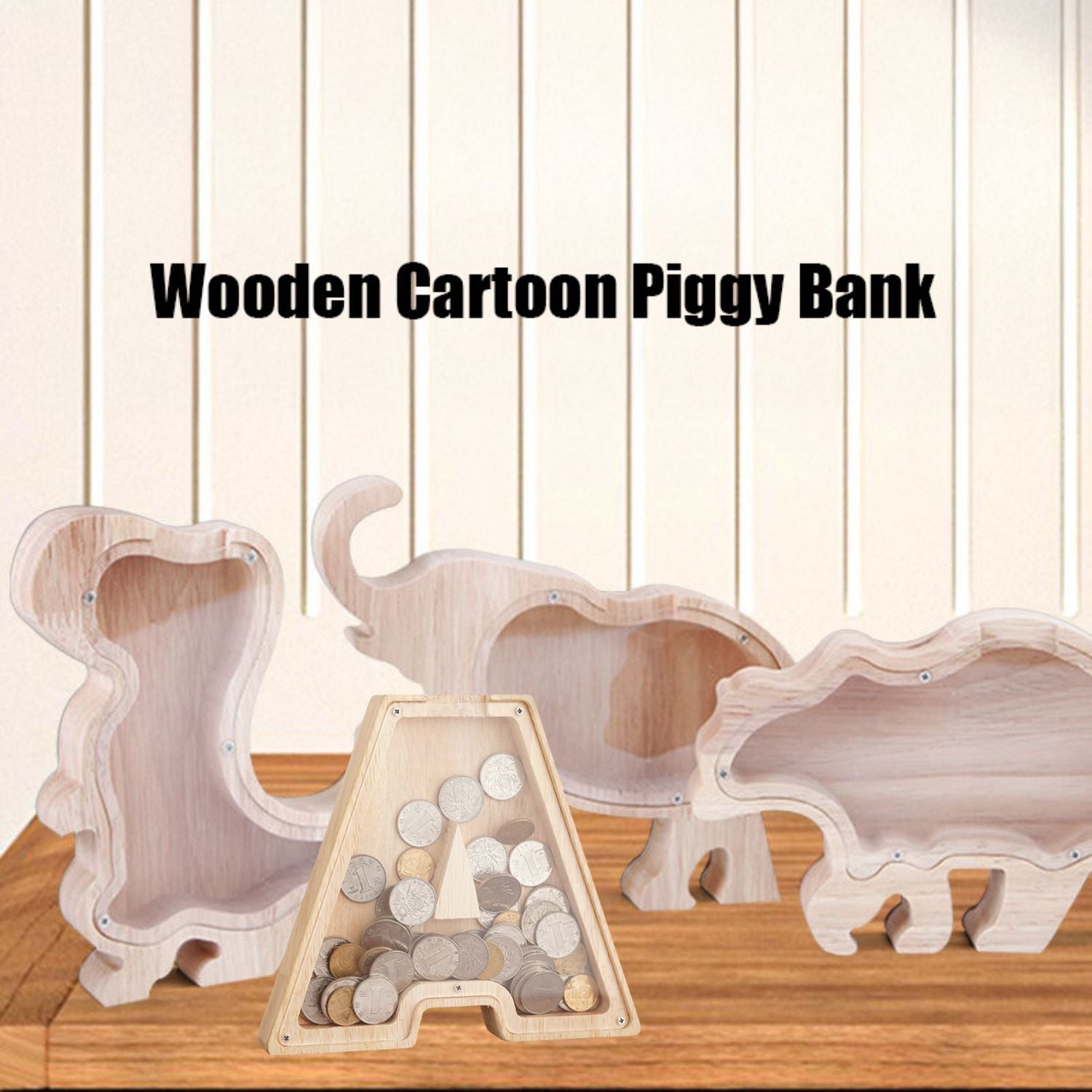 Wooden Cartoon Alphabet Piggy Bank Clearance Sale 3 Years + - Little Kooma
