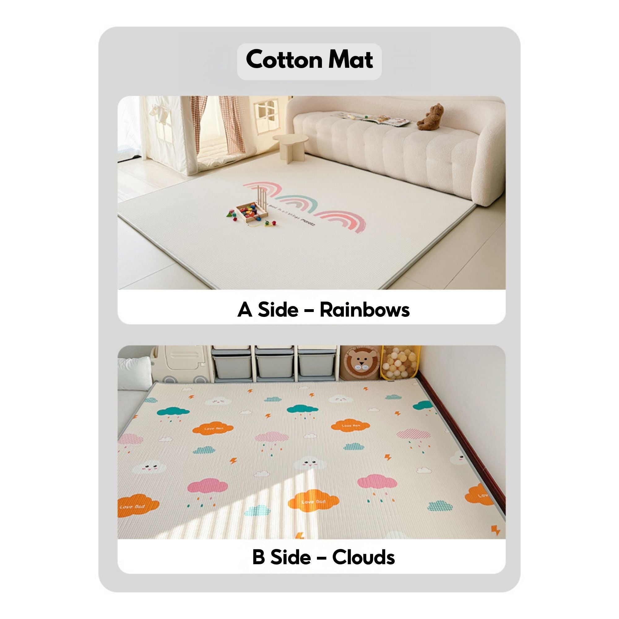 Baby Crawling Mat XPE Foam 2cm Thick Non-Slip Waterproof Play Mat High Density Playmat - Little Kooma