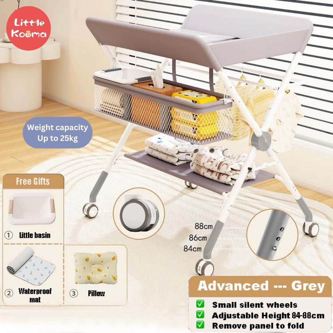 Mobile Foldable Multi-functional Baby Diaper Changing Station Table Adjustable Height - Little Kooma