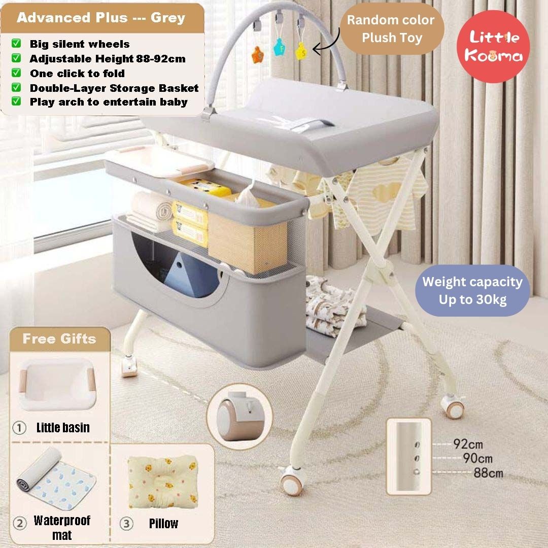 Mobile Foldable Multi-functional Baby Diaper Changing Station Table Adjustable Height - Little Kooma