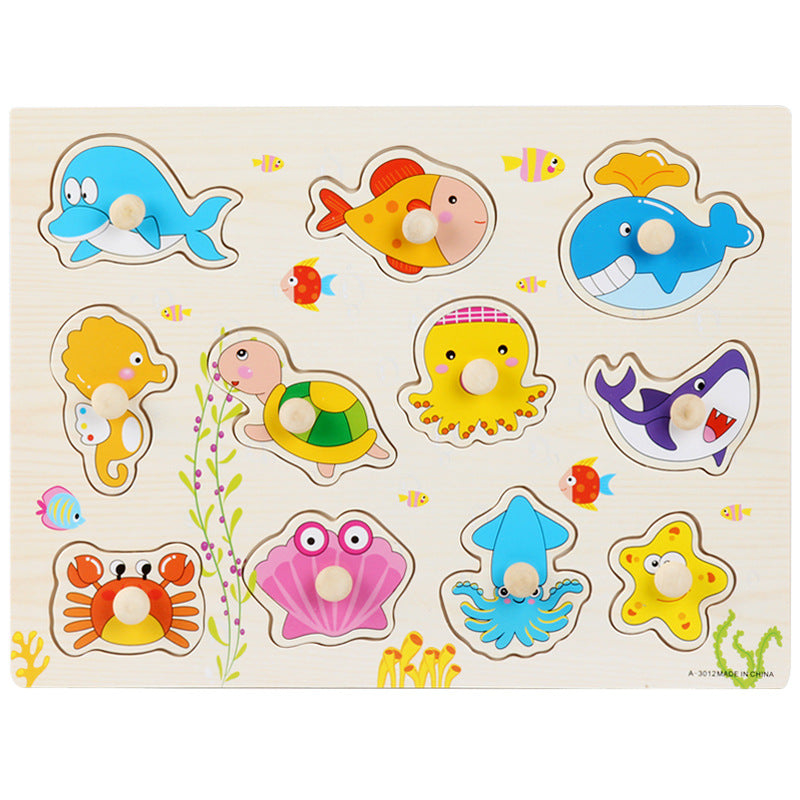 Wooden Toddler Animal Vehicle Puzzles w Handles Educational Montessori Puzzles Toys Clearance Sale 3 Years + - Little Kooma