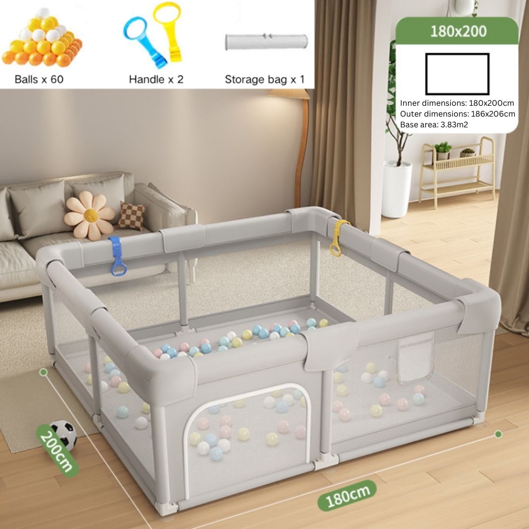 Portable Foldable Baby Toddler Pop Up Mesh Playpen Play Yard w Ocean Balls - Little Kooma
