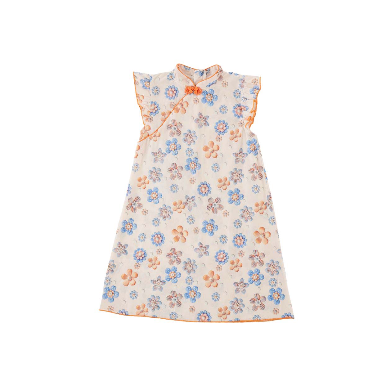 Singapore Souvenir Gift Blue Flowers Baby Kids Girl Cheongsam Dress 0848 - Little Kooma