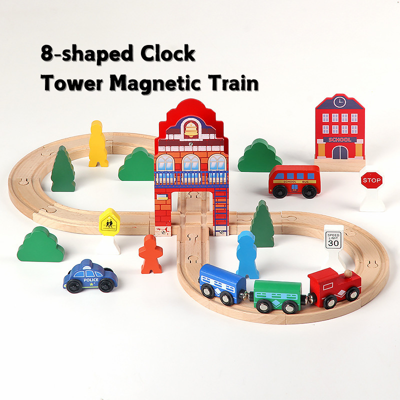 36PCS Wooden Train Tracks Magnetic Trains Toy Railway Kits for Kids Toddler Boys and Girls 3 Years + - Little Kooma