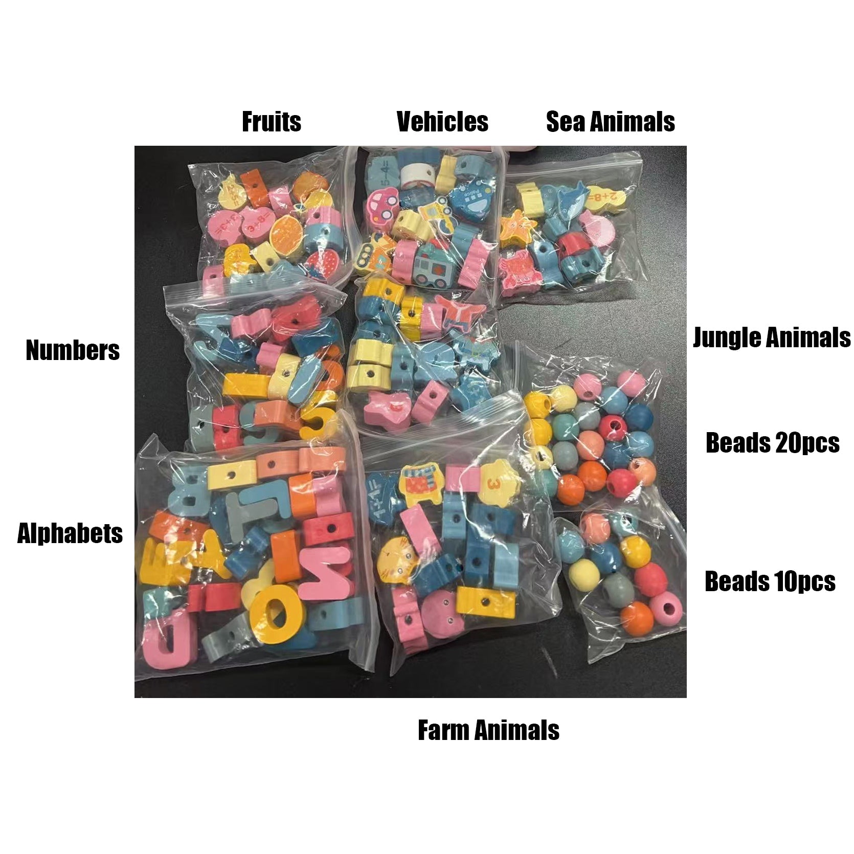 Kids Montessori Wooden Bead Stringing Toy Clearance Sale 3 Years + - Little Kooma