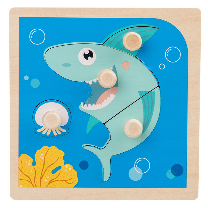 Wooden Toddler Animal Vehicle Puzzles w Handles Educational Montessori Puzzles Toys - Little Kooma