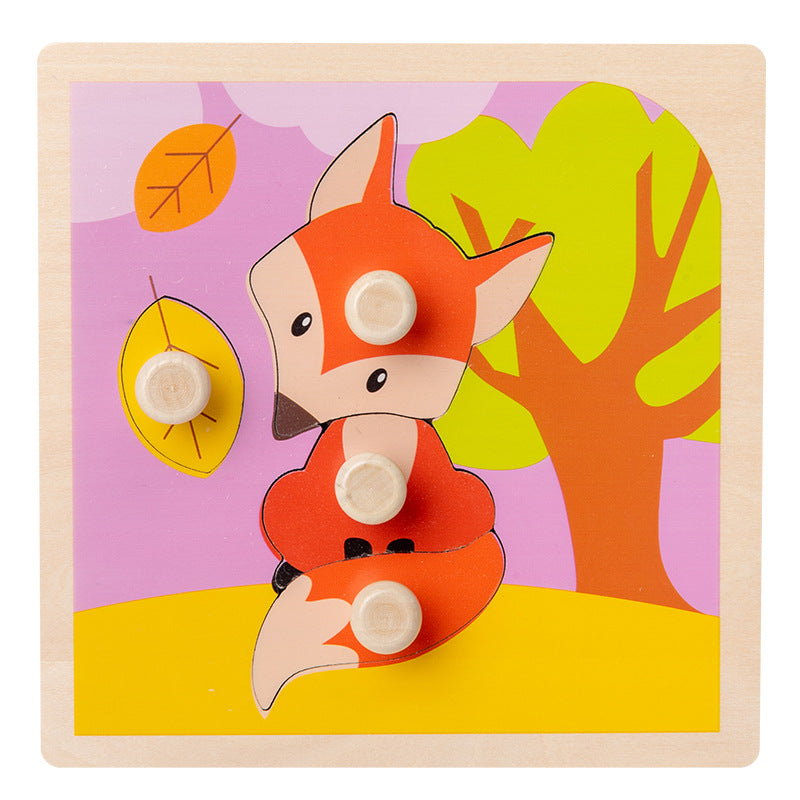 Wooden Toddler Animal Vehicle Puzzles w Handles Educational Montessori Puzzles Toys - Little Kooma