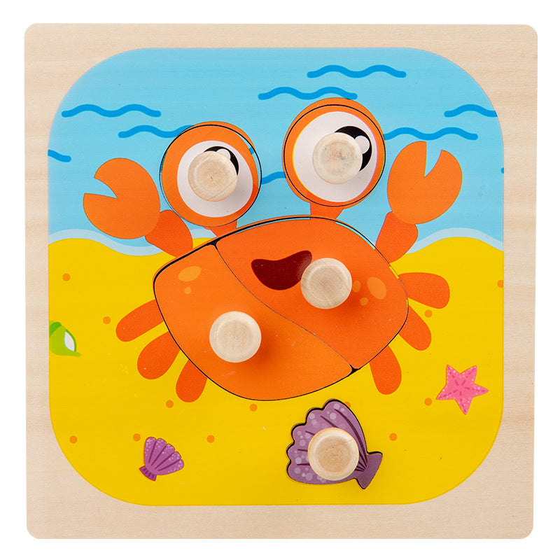 Wooden Toddler Animal Vehicle Puzzles w Handles Educational Montessori Puzzles Toys - Little Kooma