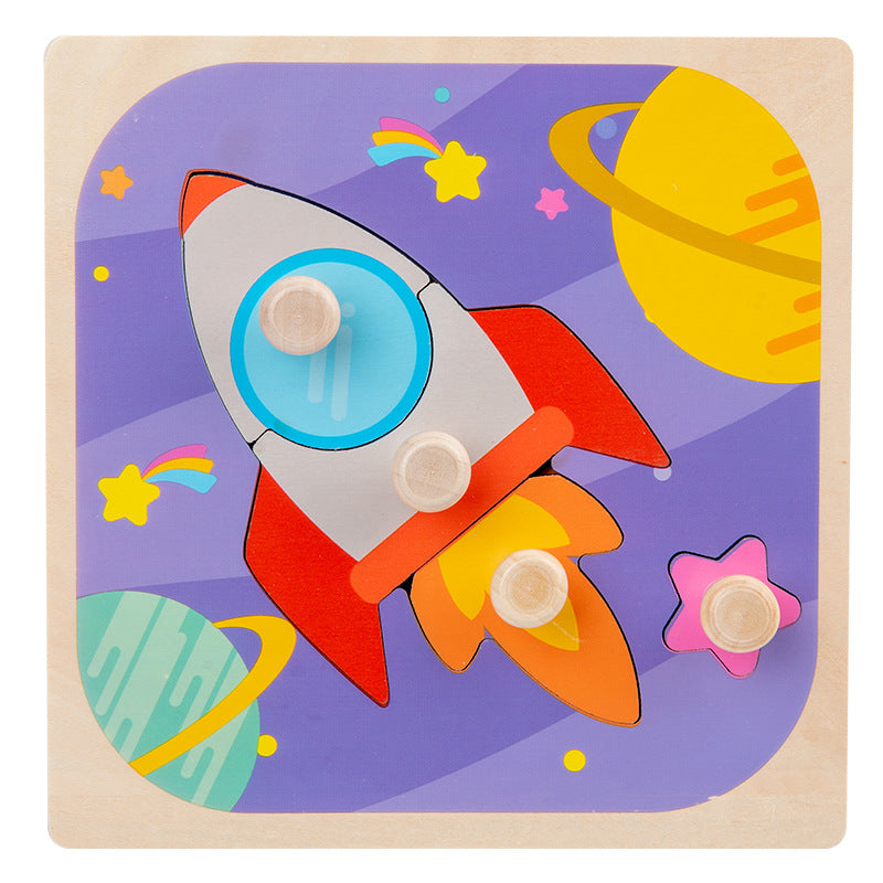 Wooden Toddler Animal Vehicle Puzzles w Handles Educational Montessori Puzzles Toys - Little Kooma