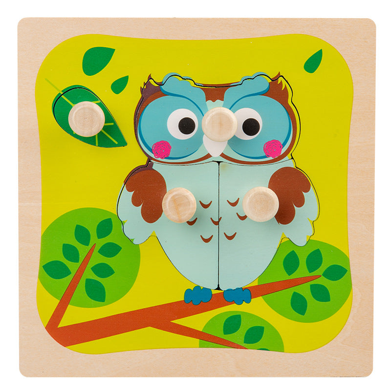 Wooden Toddler Animal Vehicle Puzzles w Handles Educational Montessori Puzzles Toys - Little Kooma