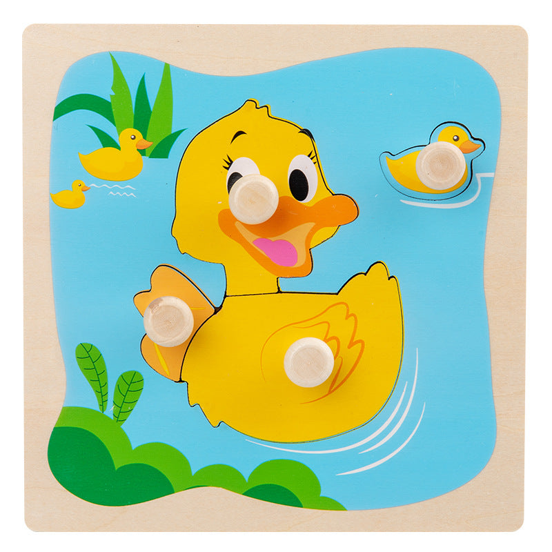 Wooden Toddler Animal Vehicle Puzzles w Handles Educational Montessori Puzzles Toys - Little Kooma