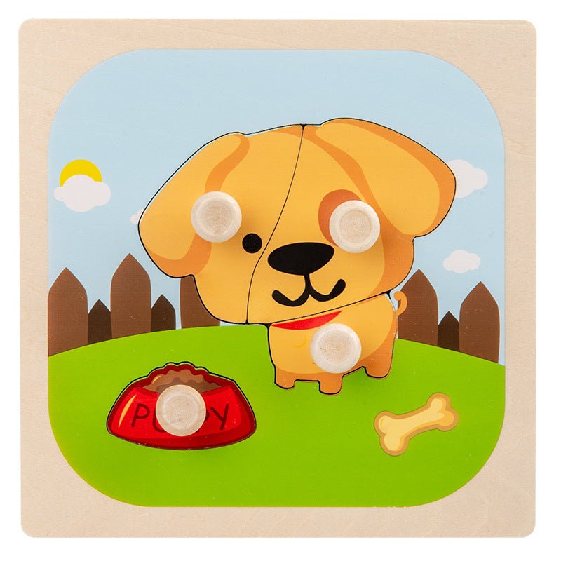 Wooden Toddler Animal Vehicle Puzzles w Handles Educational Montessori Puzzles Toys - Little Kooma