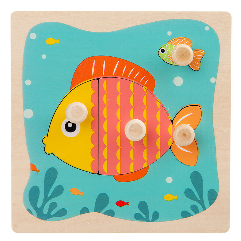 Wooden Toddler Animal Vehicle Puzzles w Handles Educational Montessori Puzzles Toys - Little Kooma