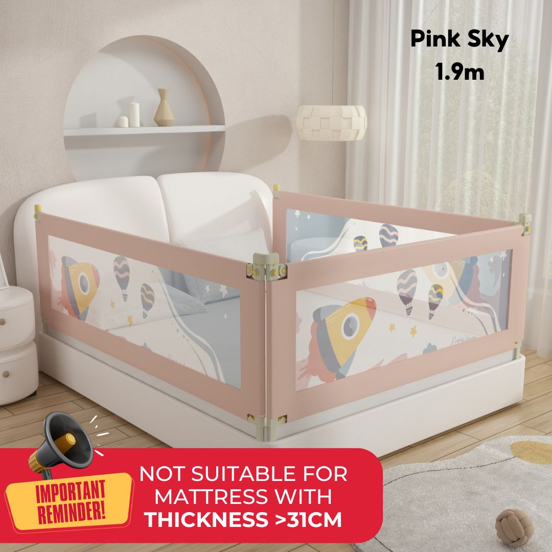 Baby Toddler Bed Guard Rails Barrier Protector Bedroom Playpen Bed Fence Single Side Lift - Little Kooma