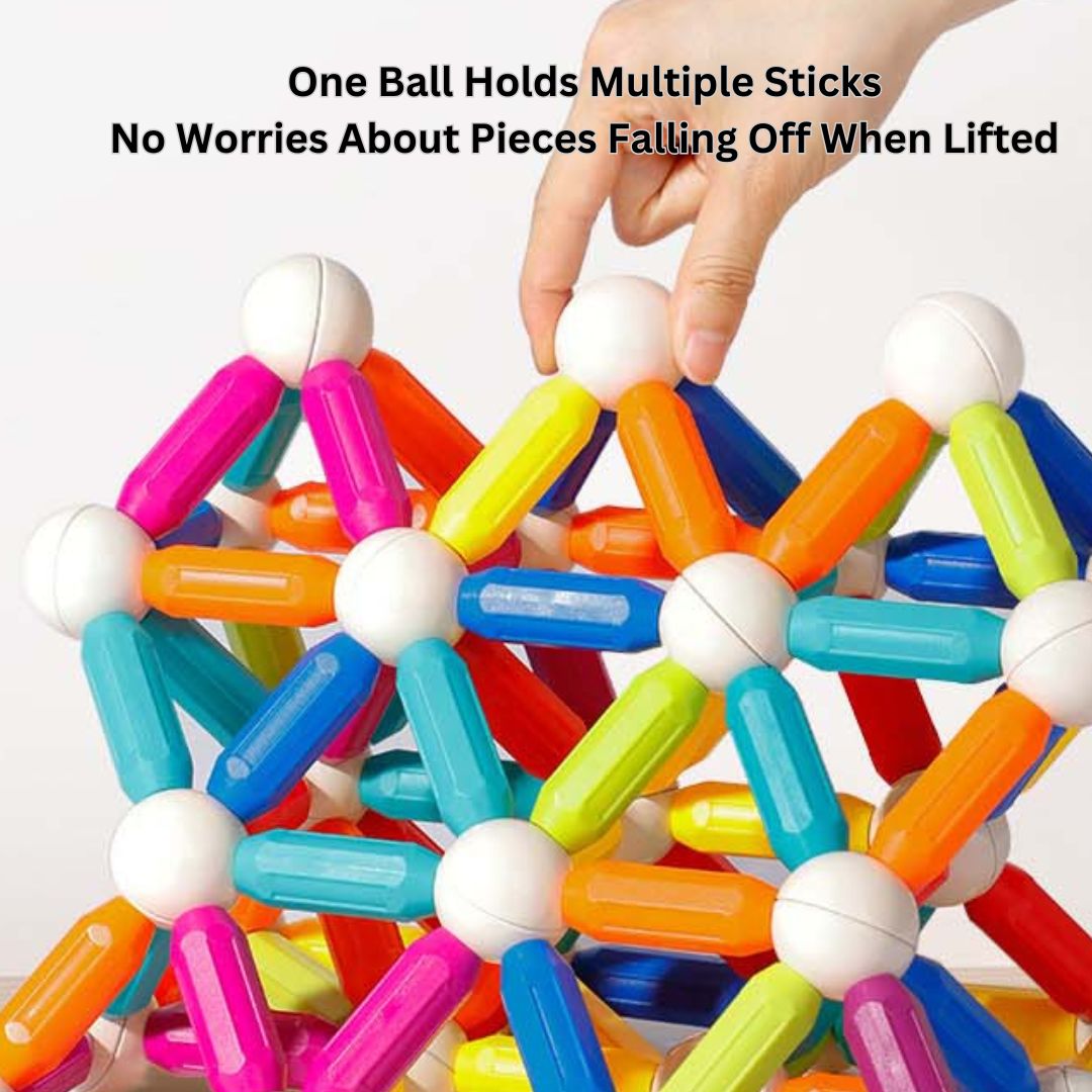 Versatile Rainbow Magnetic Rods – STEM Building Toys for Kids, Creative Construction Set with Magnetic Sticks and Balls for Ages 3-8 - Little Kooma