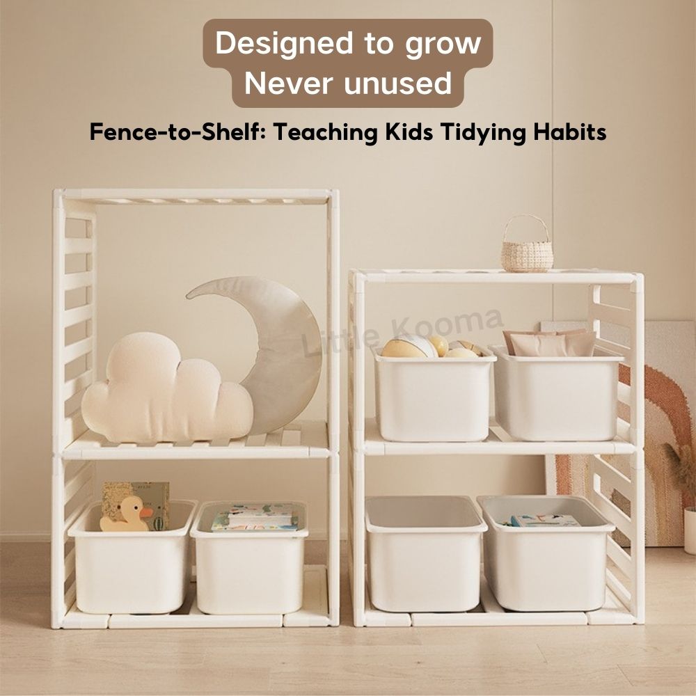 3-in-1 Kids Playpen | Converts to Storage Shelf & Wardrobe | HDPE Safety Fence with Door Lock | Baby Play Yard - Little Kooma