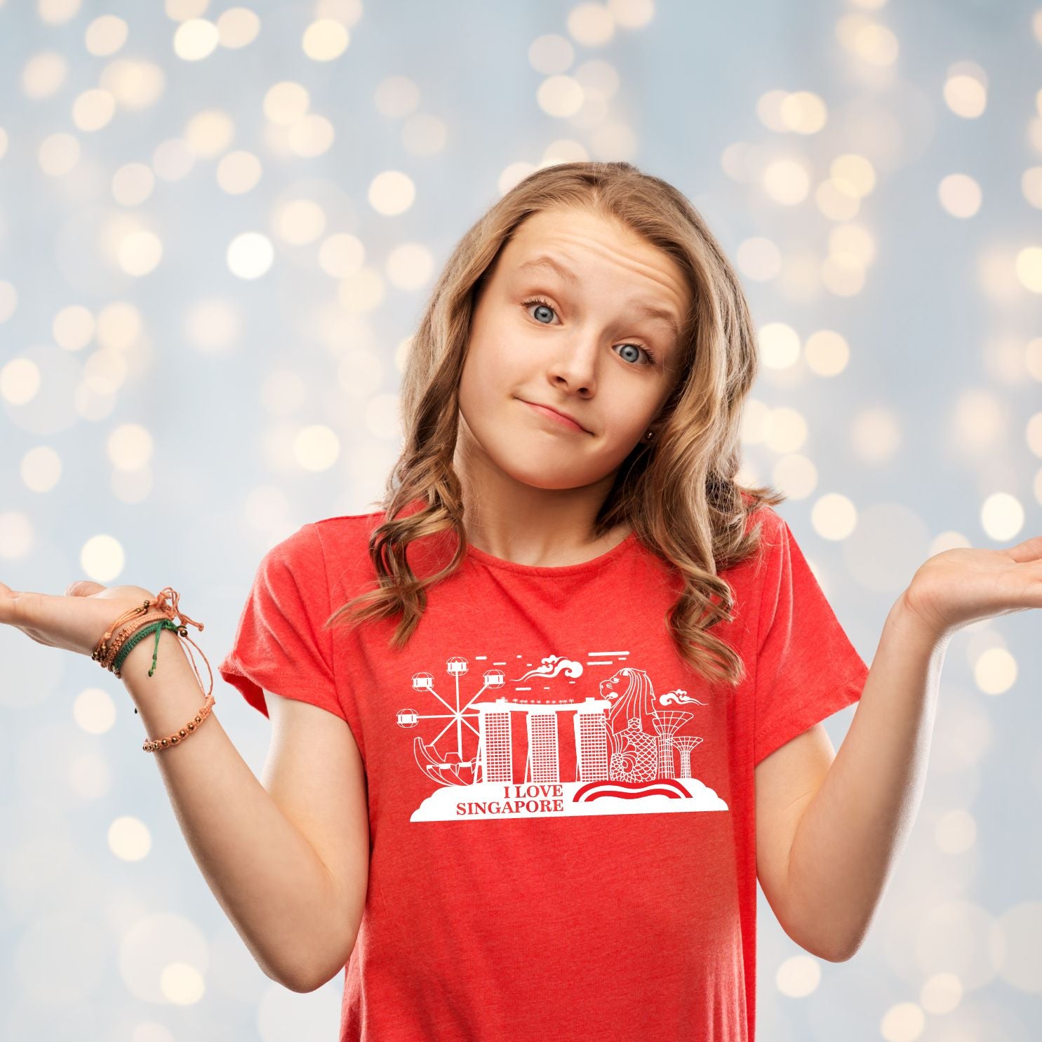 National Day NDP 2024 Red Top - Baby Kids Red T-shirt I Love Singapore Skyline National Day Top Outfit - Little Kooma