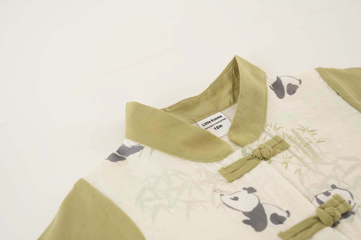 Singapore Souvenir Gift Panda Eat Bamboos Baby Boy Cheongsam Romper 0841 - Little Kooma