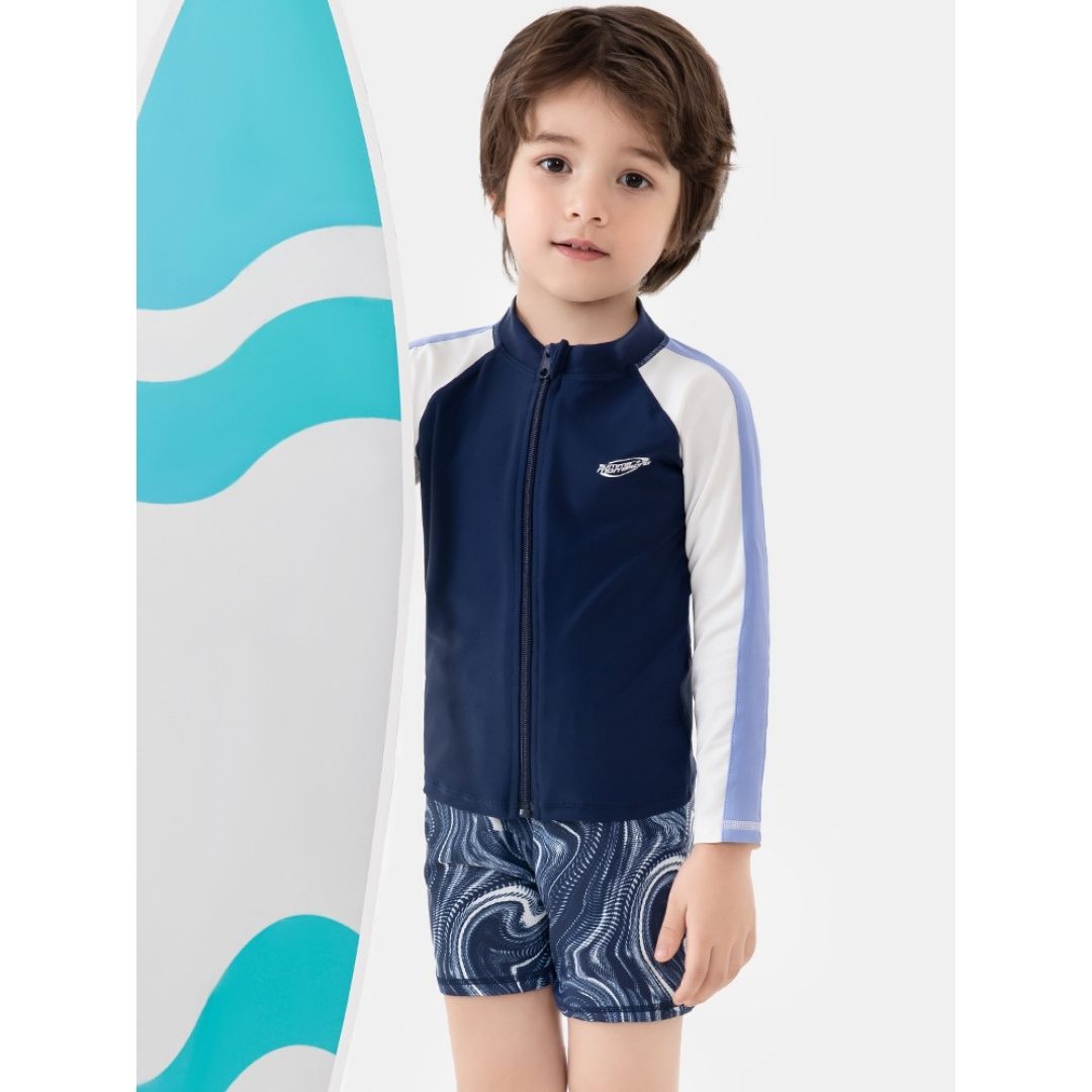 Baby Kids Boy Space Long Sleeve Top w Zipper n Shorts Swimming Suit Set 908439 - Little Kooma