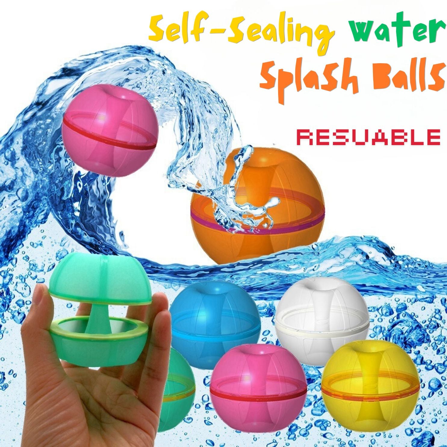 Baby Toddler Kids Water Play Reusable Magnetic Self-sealing Donut Water Balls Easy Quick Fill Splash Water Balls - Little Kooma