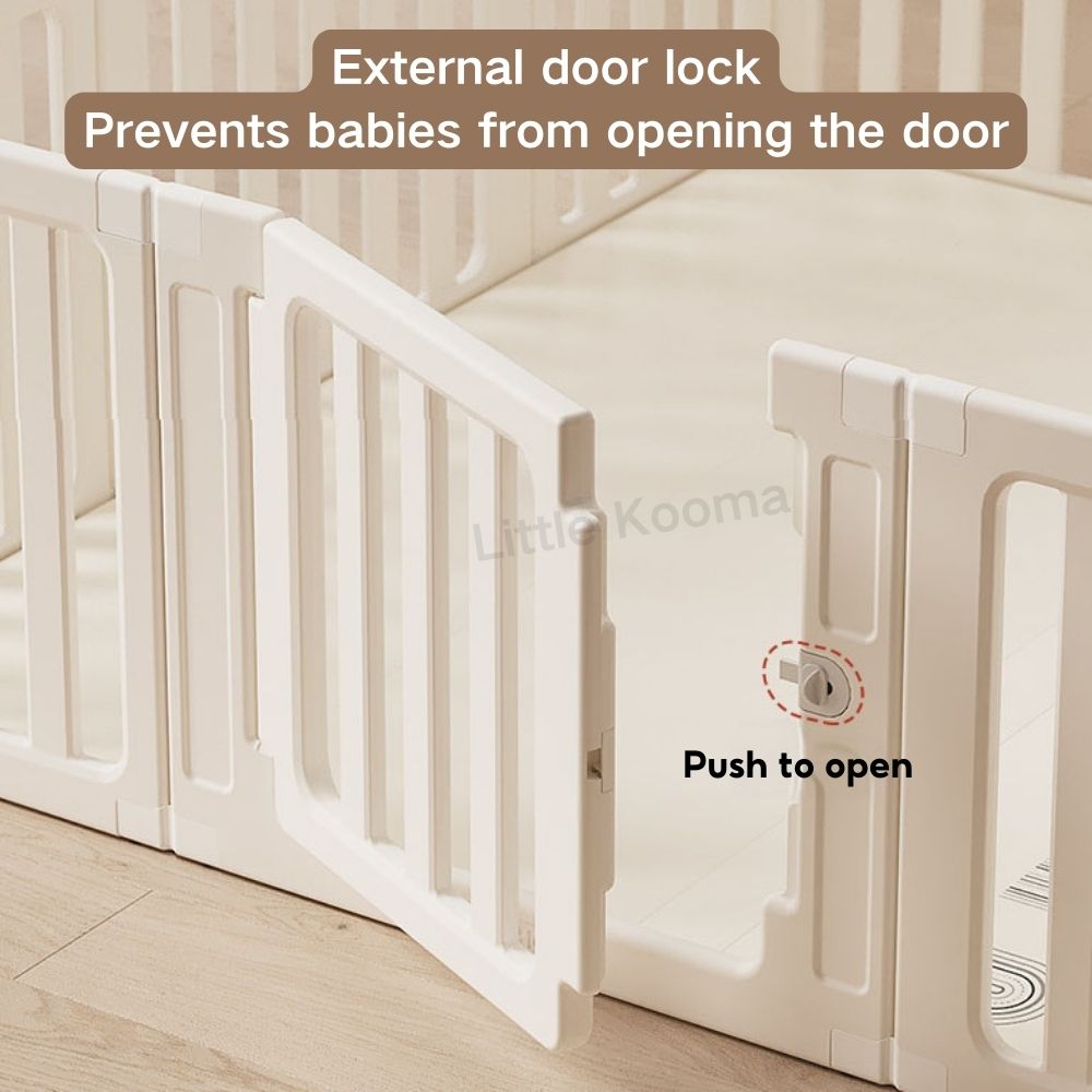 3-in-1 Kids Playpen | Converts to Storage Shelf & Wardrobe | HDPE Safety Fence with Door Lock | Baby Play Yard - Little Kooma