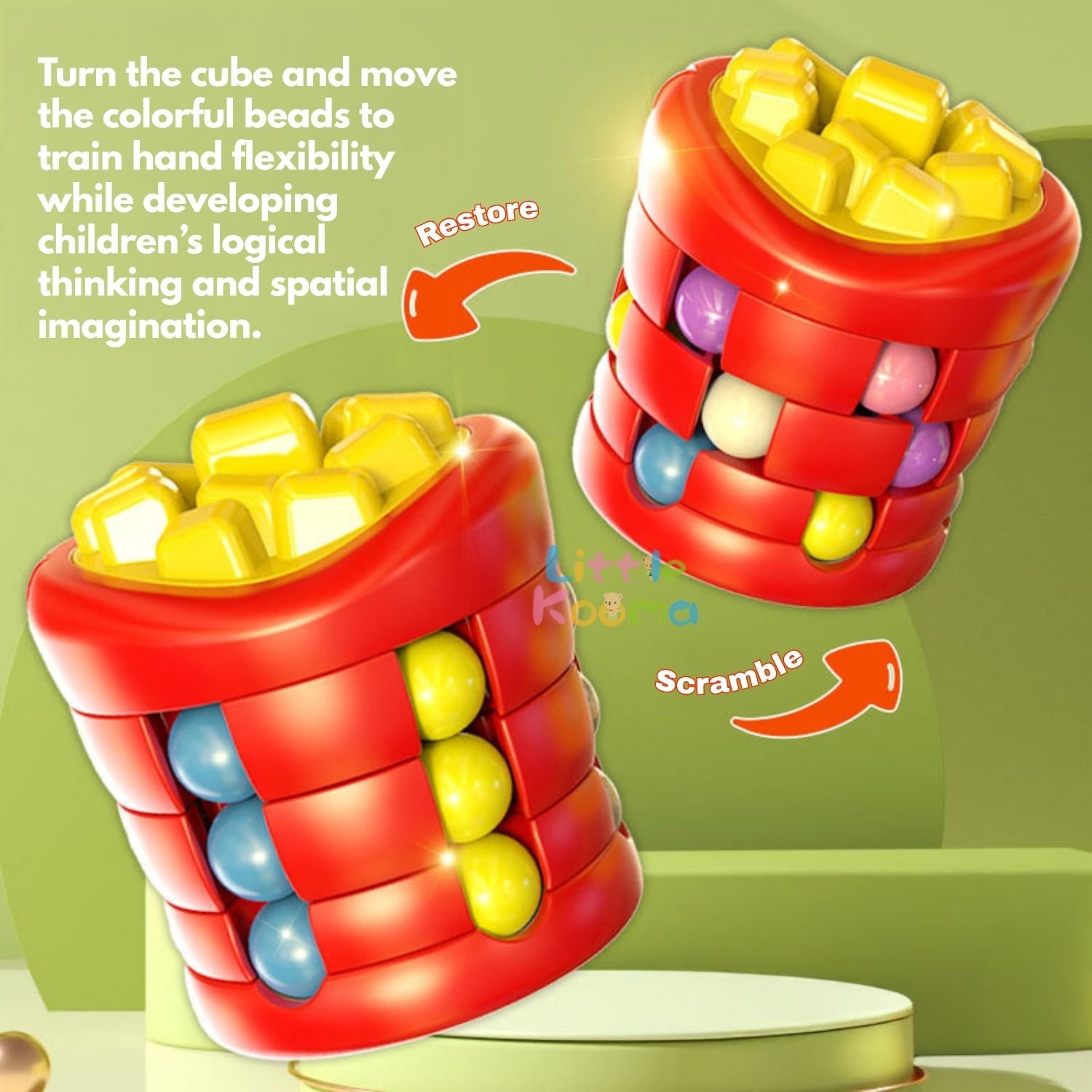 Ready Stock Creative Burger Fries Magic Bean Cube 360ยฐ Rotating Fidget Toy for Kid 3 Years + - Little Kooma