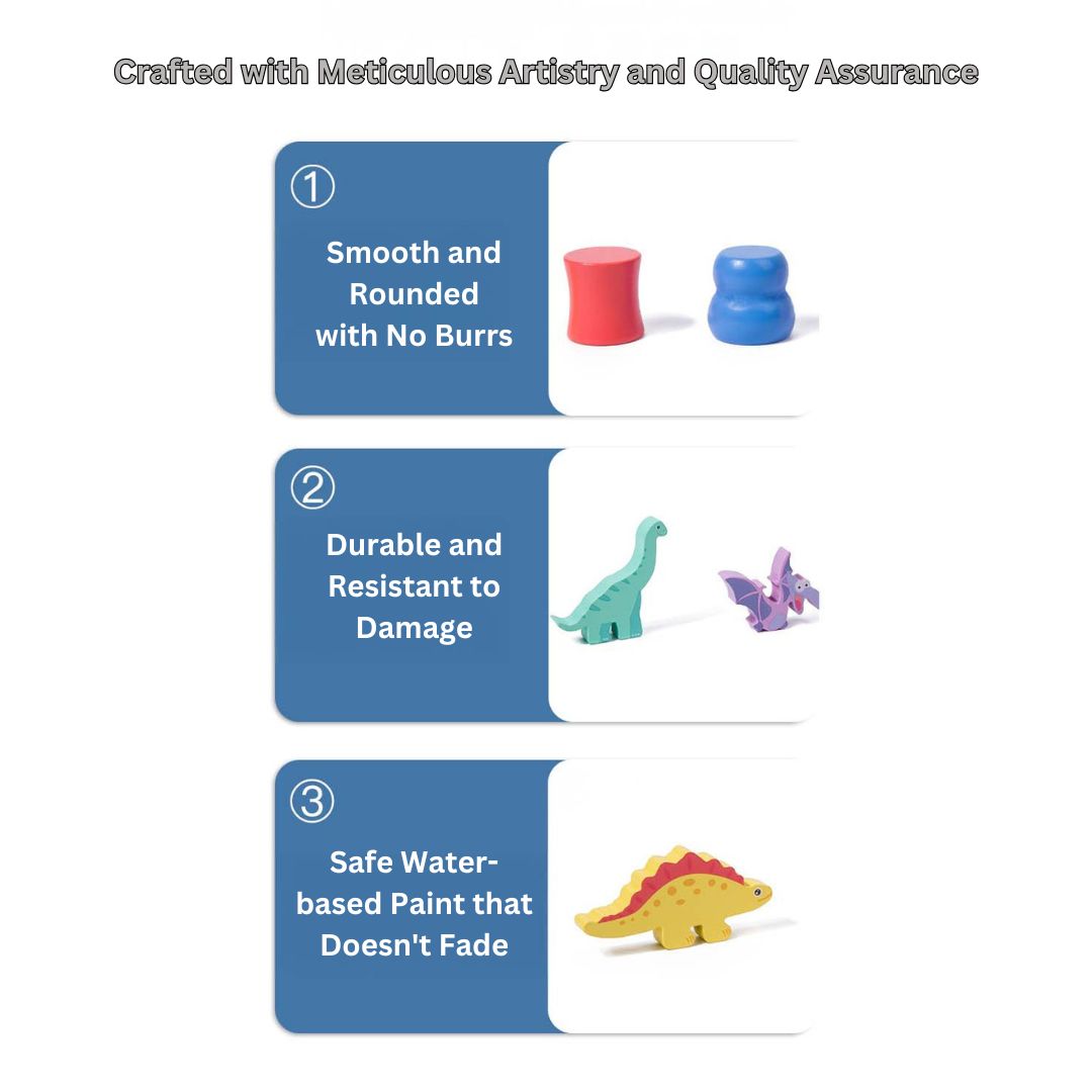 Wooden Dinosaur Stacking Toy – Montessori Balancing Game for Toddlers, Educational Stacking Blocks for Kids Ages 3-6 - Little Kooma