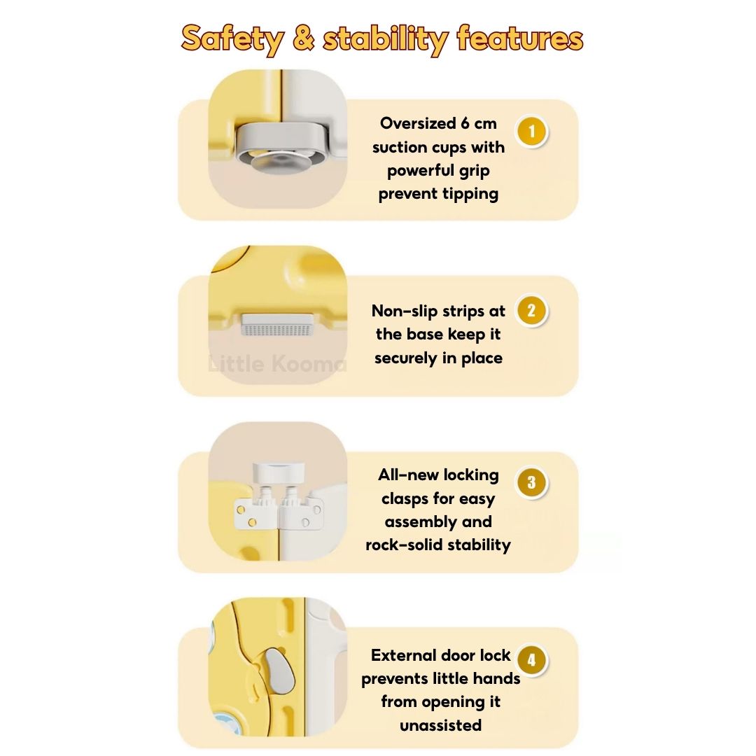 Baby Foldable Playpen Play Yard Basketball Hoop & Drawing Board – Eco HDPE, Non-Slip, Adjustable - Little Kooma