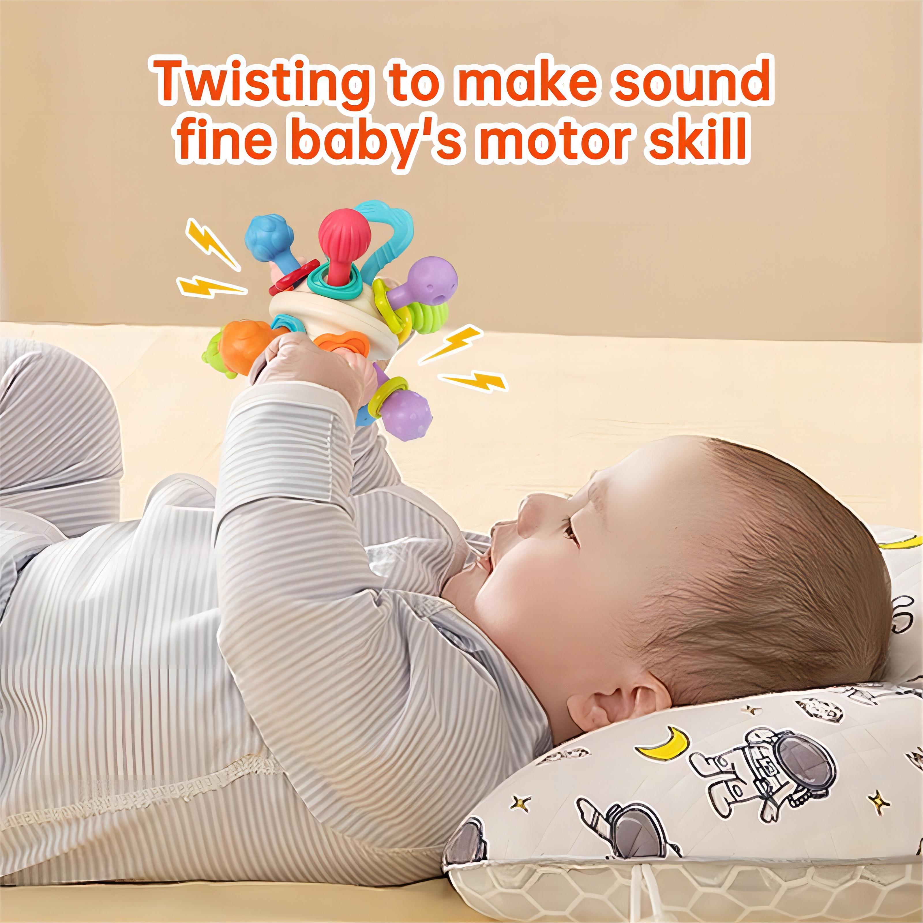 Twist & Teethe 360° Rattle Ring – Textured Multi-Shape Teether for Baby's Motor Skills & Pain Relief New Born + - Little Kooma