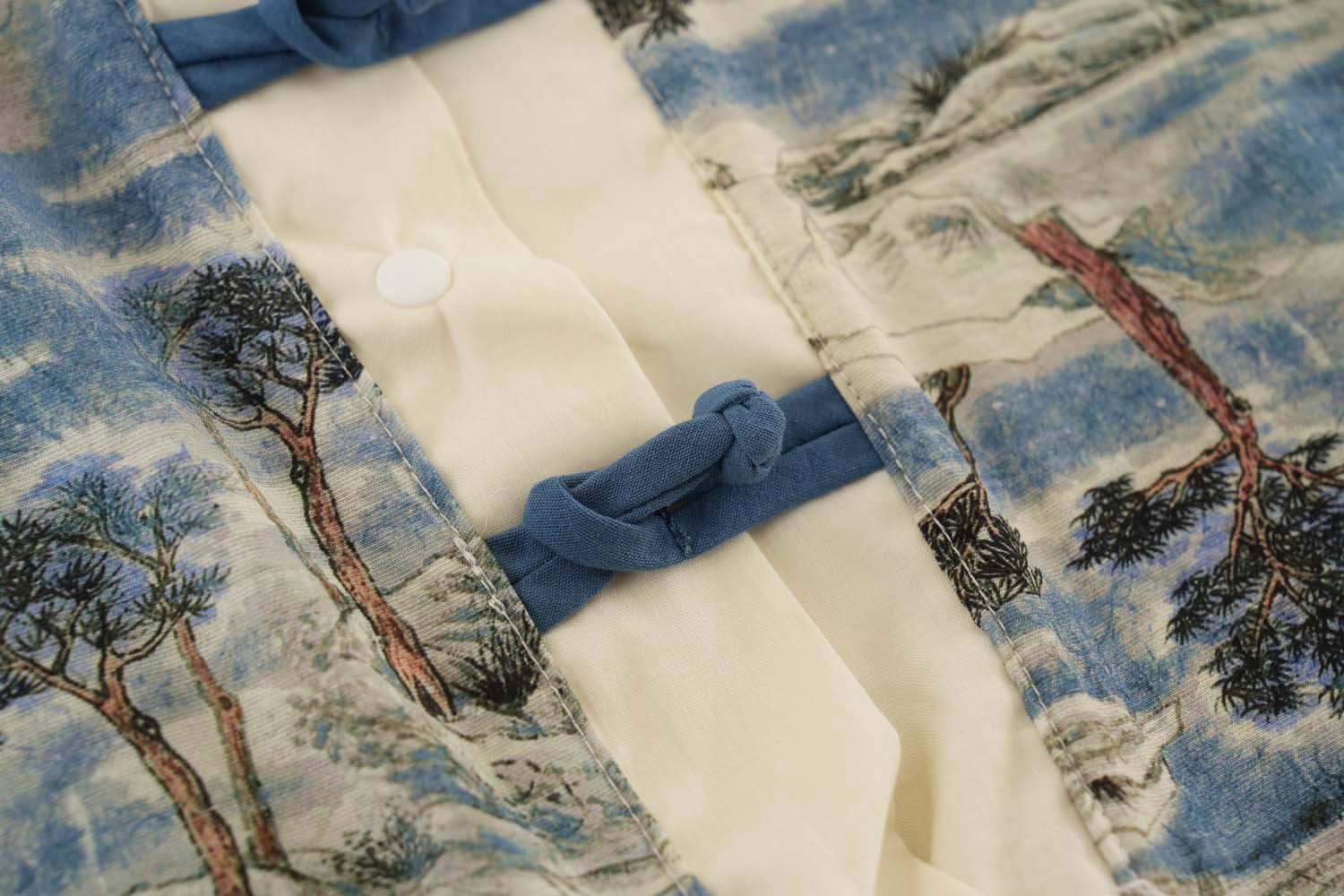 Singapore Souvenir Gift Chinese Landscape Painting Mountains Trees Houses Baby Boy Cheongsam Romper 0840 - Little Kooma
