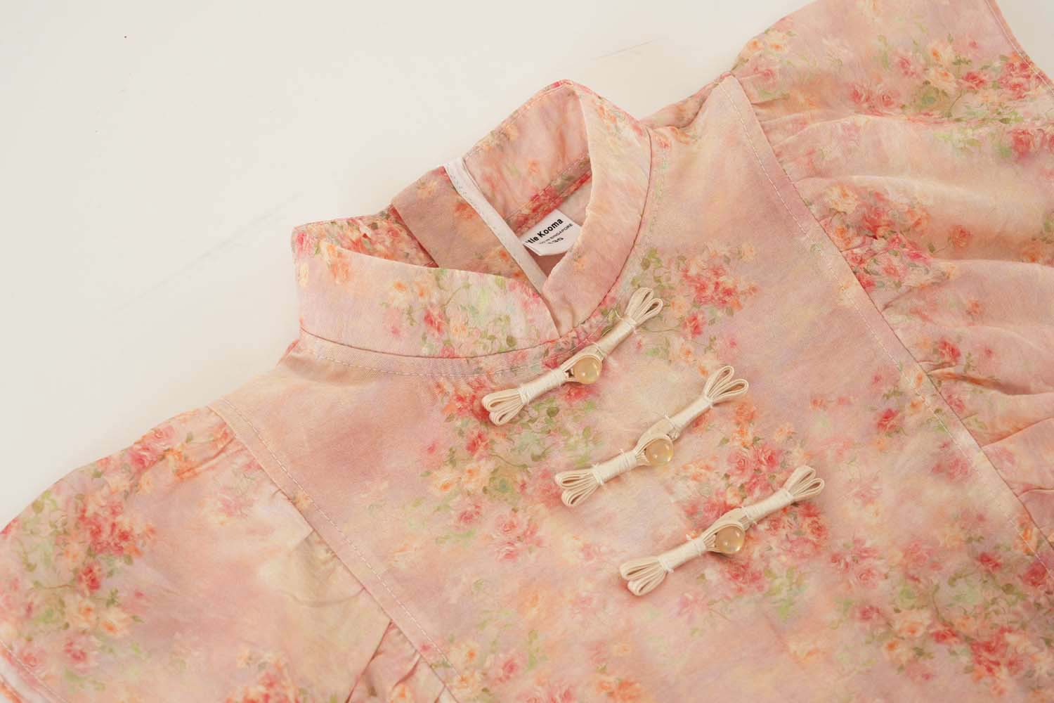 Singapore Souvenir Gift Pink Floral Baby Kids Girl Cheongsam Dress 0850 - Little Kooma