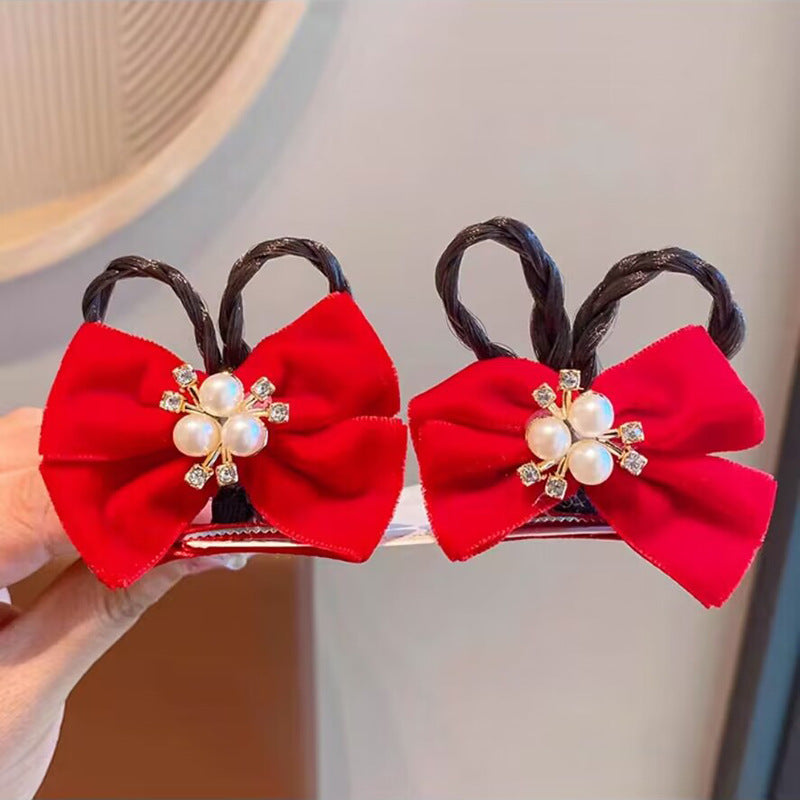 Singapore Souvenir Gift Chinese New Year CNY Red Kids Girl's Crystal Beads Head Clips Hair Accessories - Little Kooma