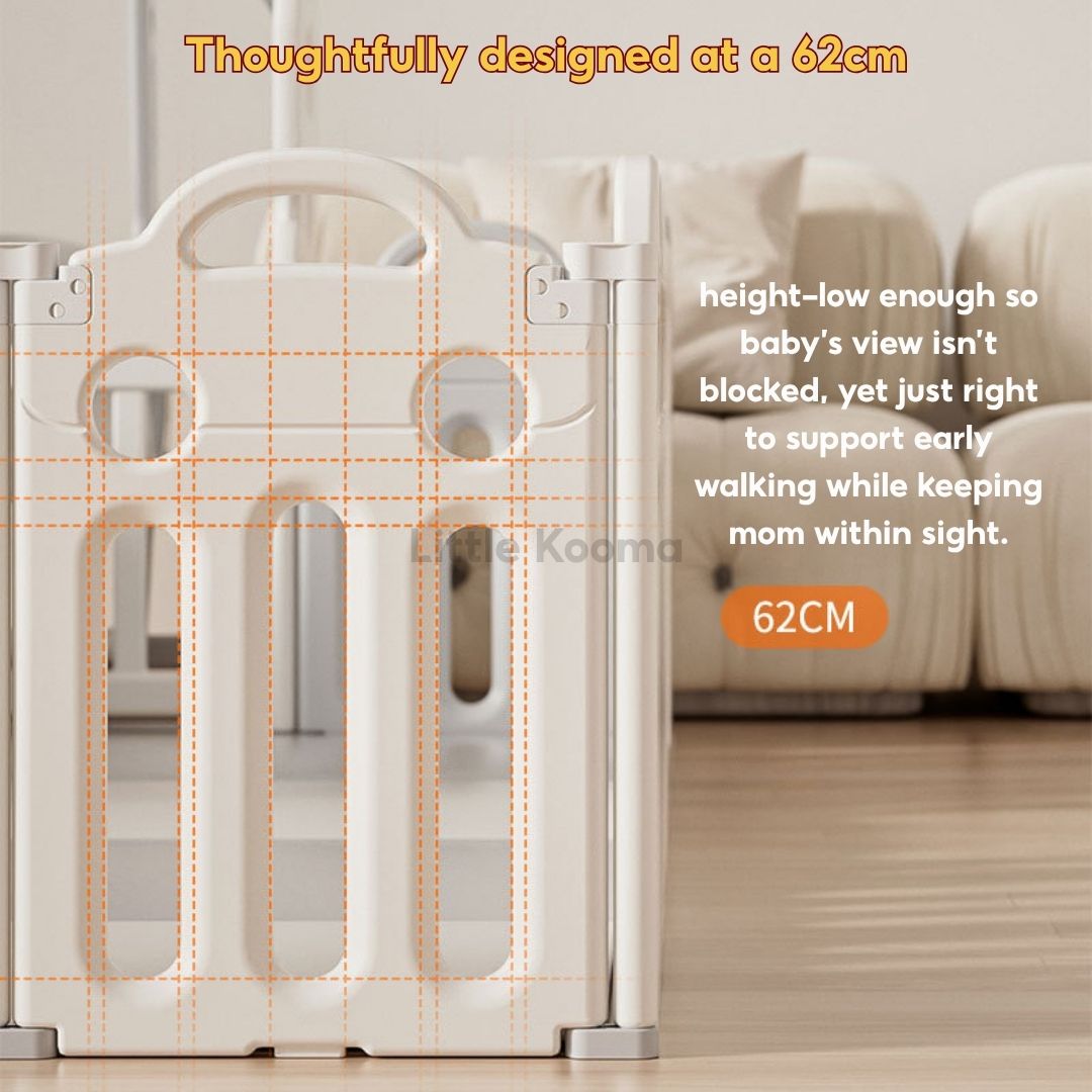 Baby Foldable Playpen Play Yard Basketball Hoop & Drawing Board – Eco HDPE, Non-Slip, Adjustable - Little Kooma