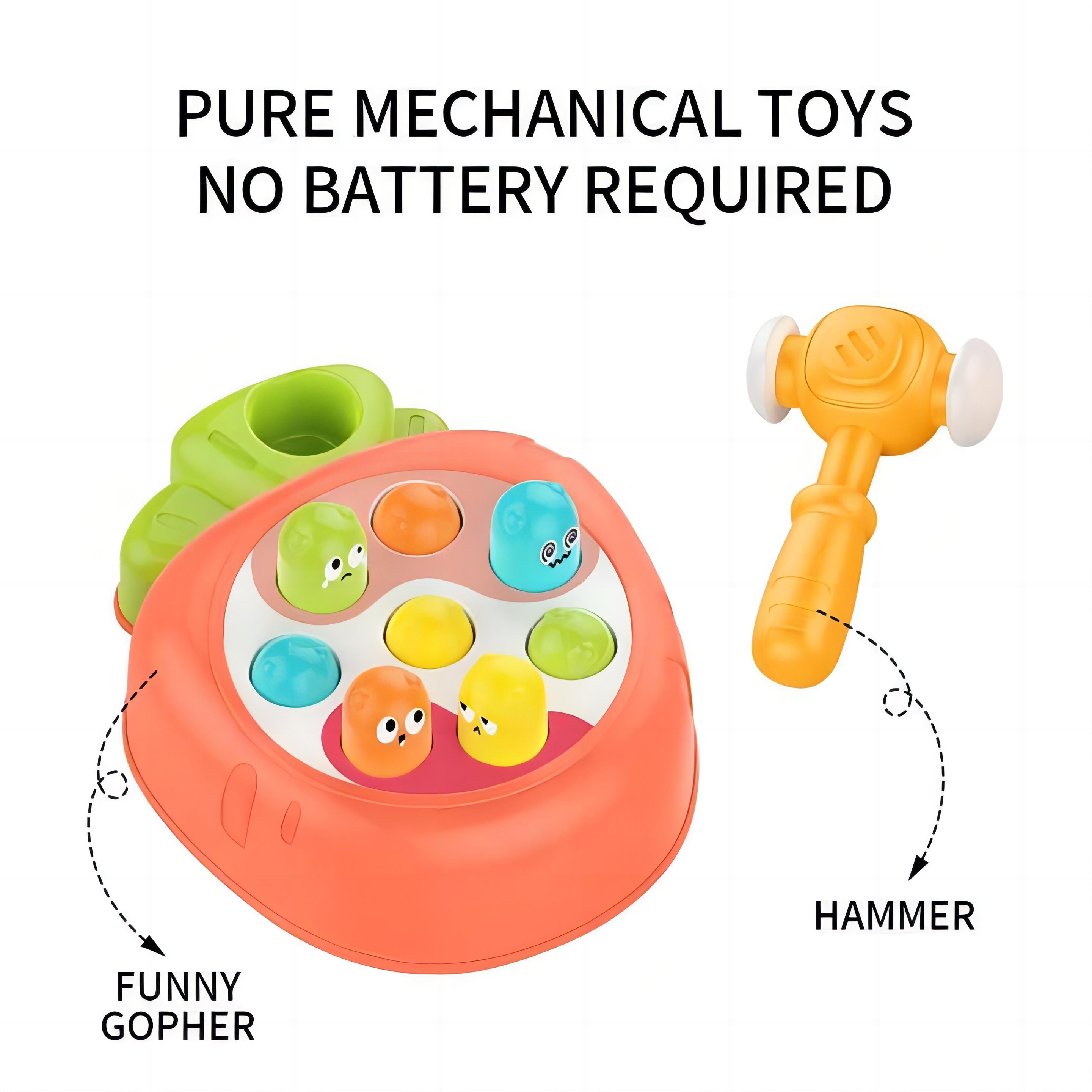 Whac-A-Mole Classic Hammer Game – Pure Mechanical Fun, No Batteries 18 Months + - Little Kooma