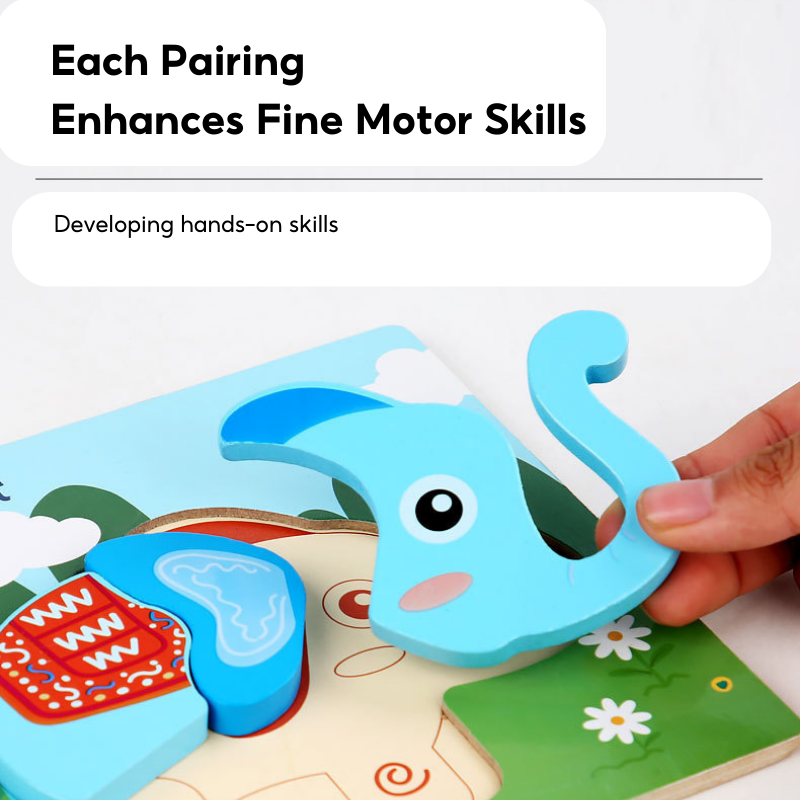 Wooden Toddler Animal Vehicle Puzzles w Handles Educational Montessori Puzzles Toys - Little Kooma