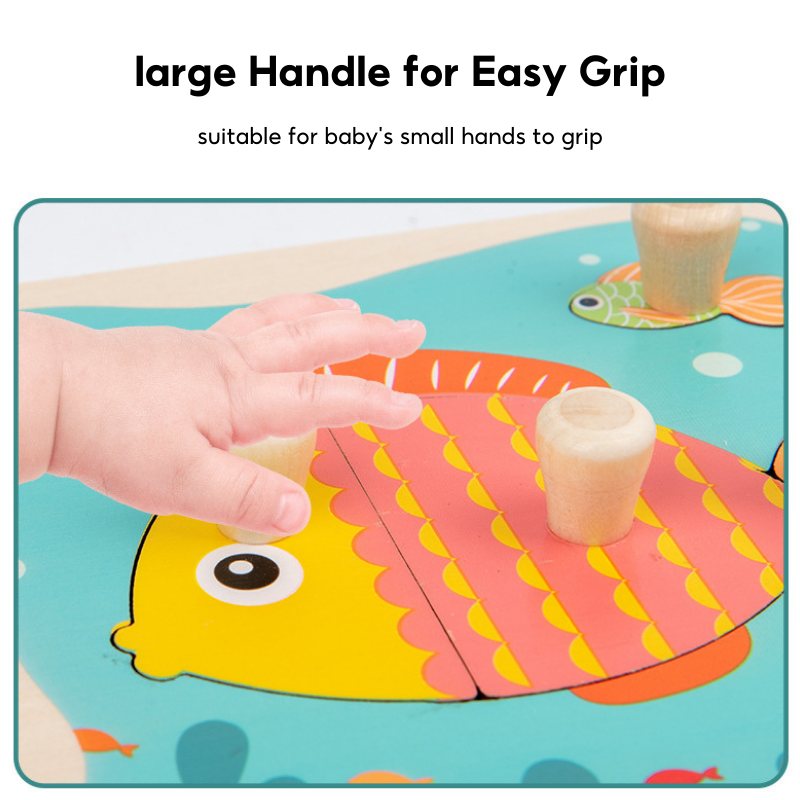 Wooden Toddler Animal Vehicle Puzzles w Handles Educational Montessori Puzzles Toys - Little Kooma