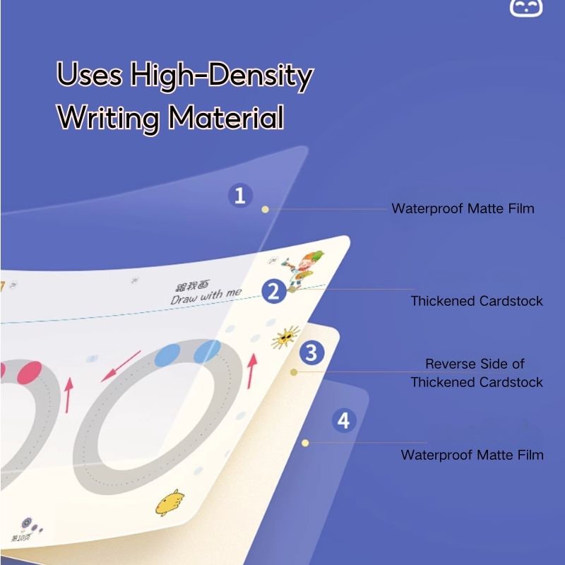 Kids Wipe-clean Erasable Book Pen Control Reusable Drawing Book 3 Years + - Little Kooma