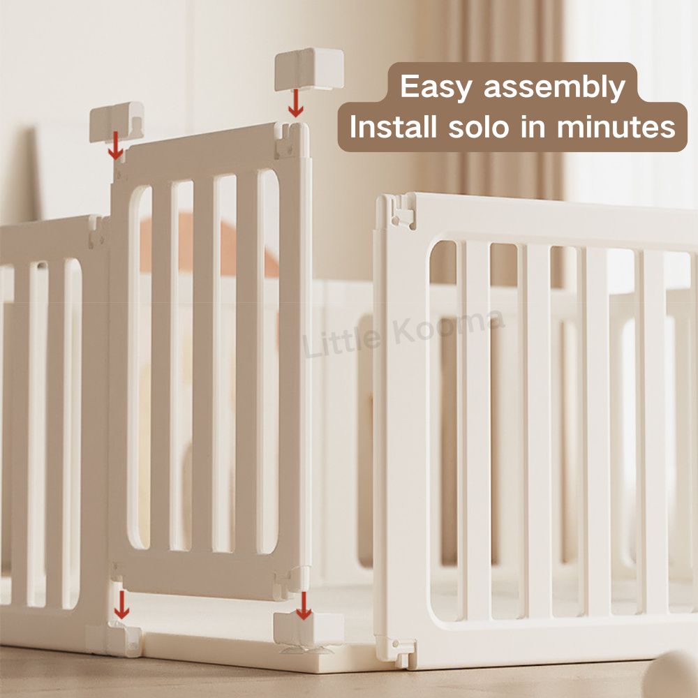 3-in-1 Kids Playpen | Converts to Storage Shelf & Wardrobe | HDPE Safety Fence with Door Lock | Baby Play Yard - Little Kooma