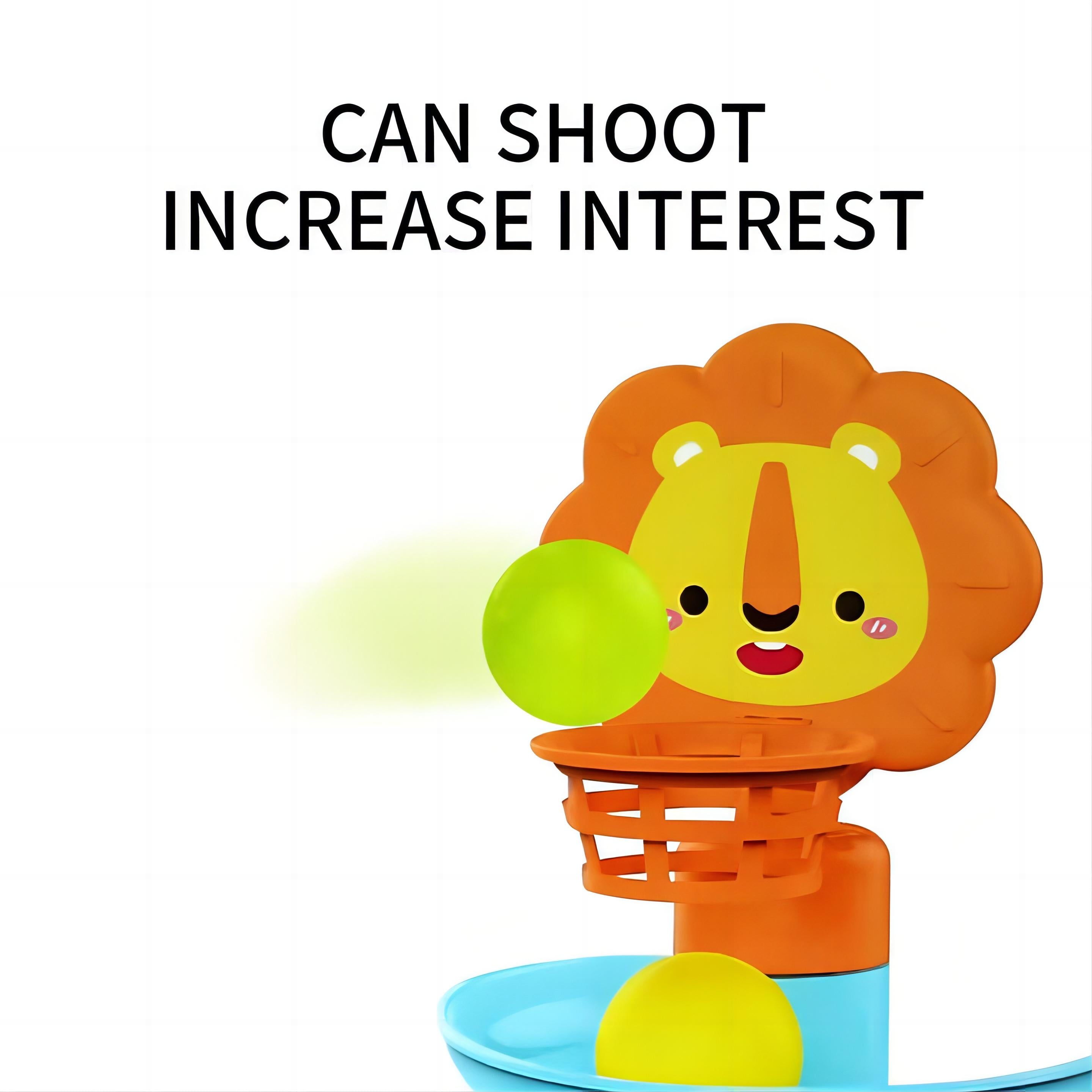 Spiral Race Marble Run STEM Toy – Lion Rebound Design, Removable Side Rails, 3 Color Balls, and Ball-Shooting Basket for Kids 18+ Months - Little Kooma