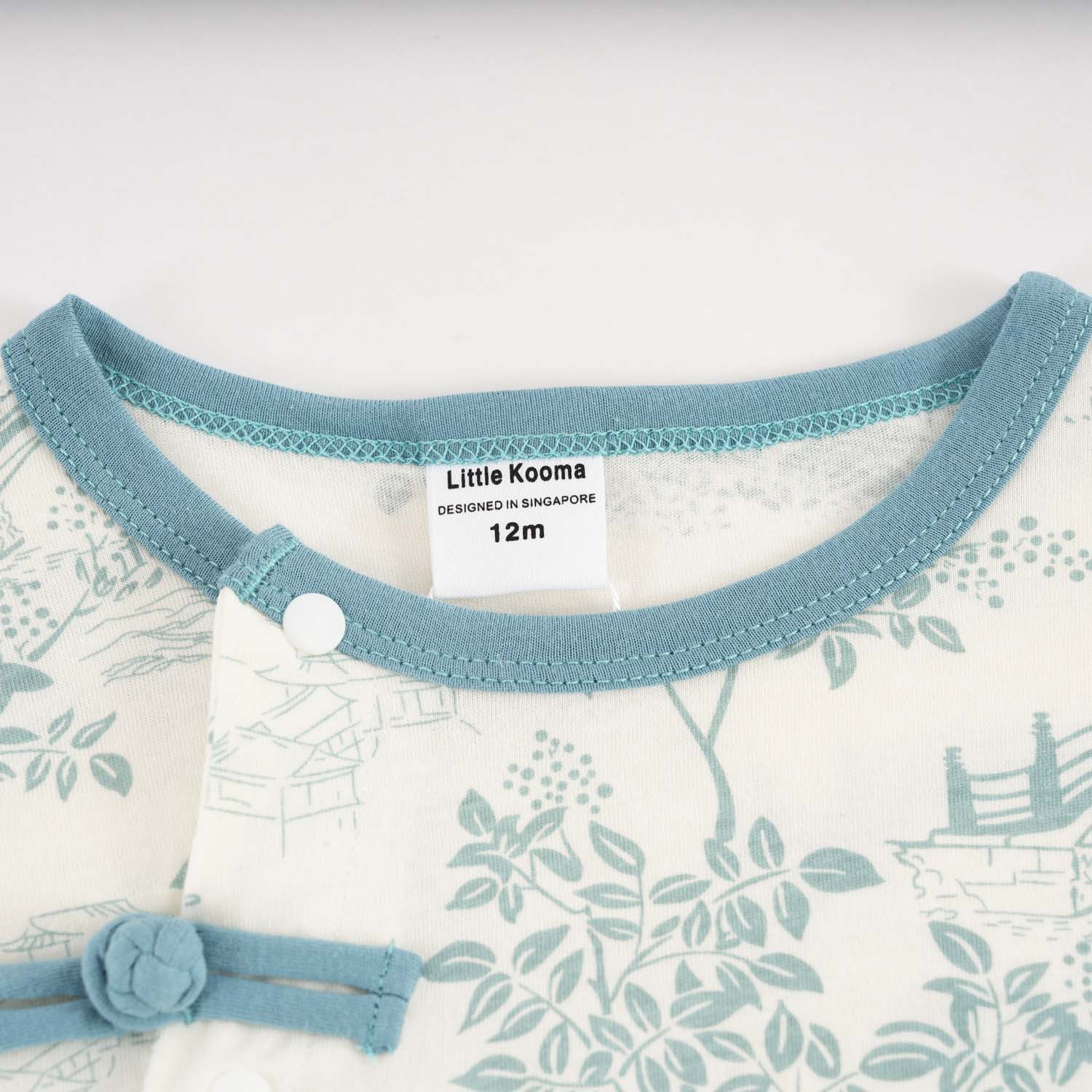 Singapore Souvenir Gift Chinese Garden Landscape Bridge Rockery Pavilion Baby Boy Cheongsam Romper 0839 - Little Kooma