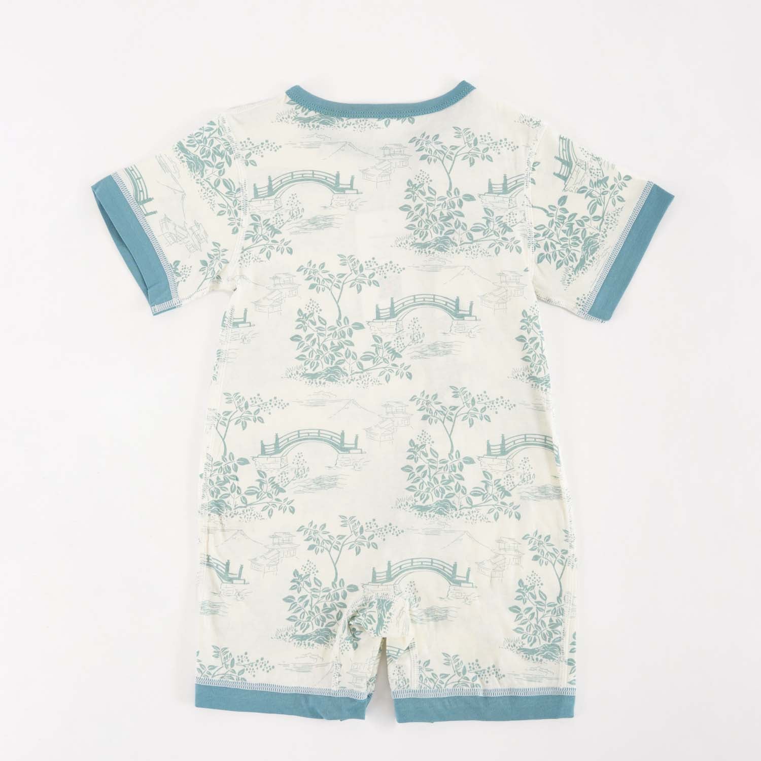 Singapore Souvenir Gift Chinese Garden Landscape Bridge Rockery Pavilion Baby Boy Cheongsam Romper 0839 - Little Kooma