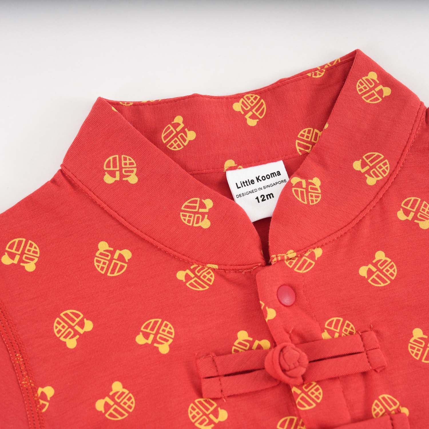 Singapore Souvenir Gift Blessing and Joy Family Set with Lucky Fu Characters Baby Boy Cheongsam Romper 0831 - Little Kooma