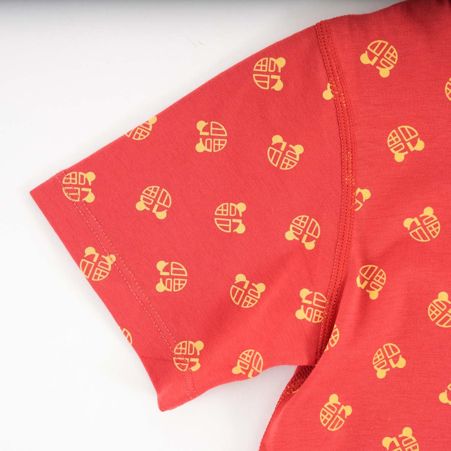 Singapore Souvenir Gift Blessing and Joy Family Set with Lucky Fu Characters Baby Boy Cheongsam Romper 0831 - Little Kooma