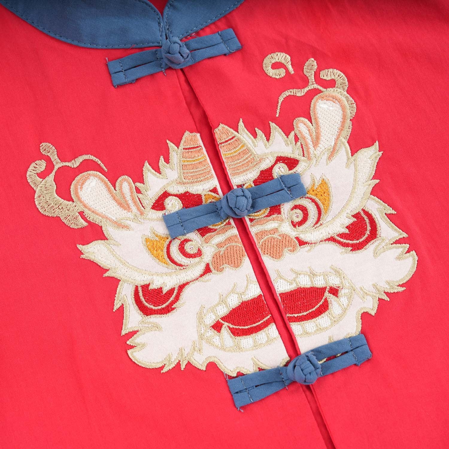 Singapore Souvenir Gift Dancing Lion Baby Kids Boys Cheongsam Set Red Top n Blue Shorts CNY Chinese New Year Outfit 0838 - Little Kooma