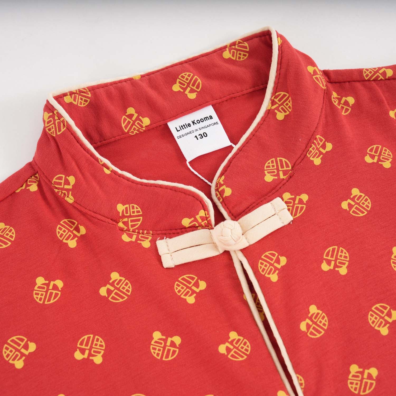 Singapore Souvenir Gift Blessing and Joy Family Set with Lucky Fu Characters Baby Kids Boys Cheongsam Set Top n Shorts CNY Chinese New Year Outfit 0832 - Little Kooma