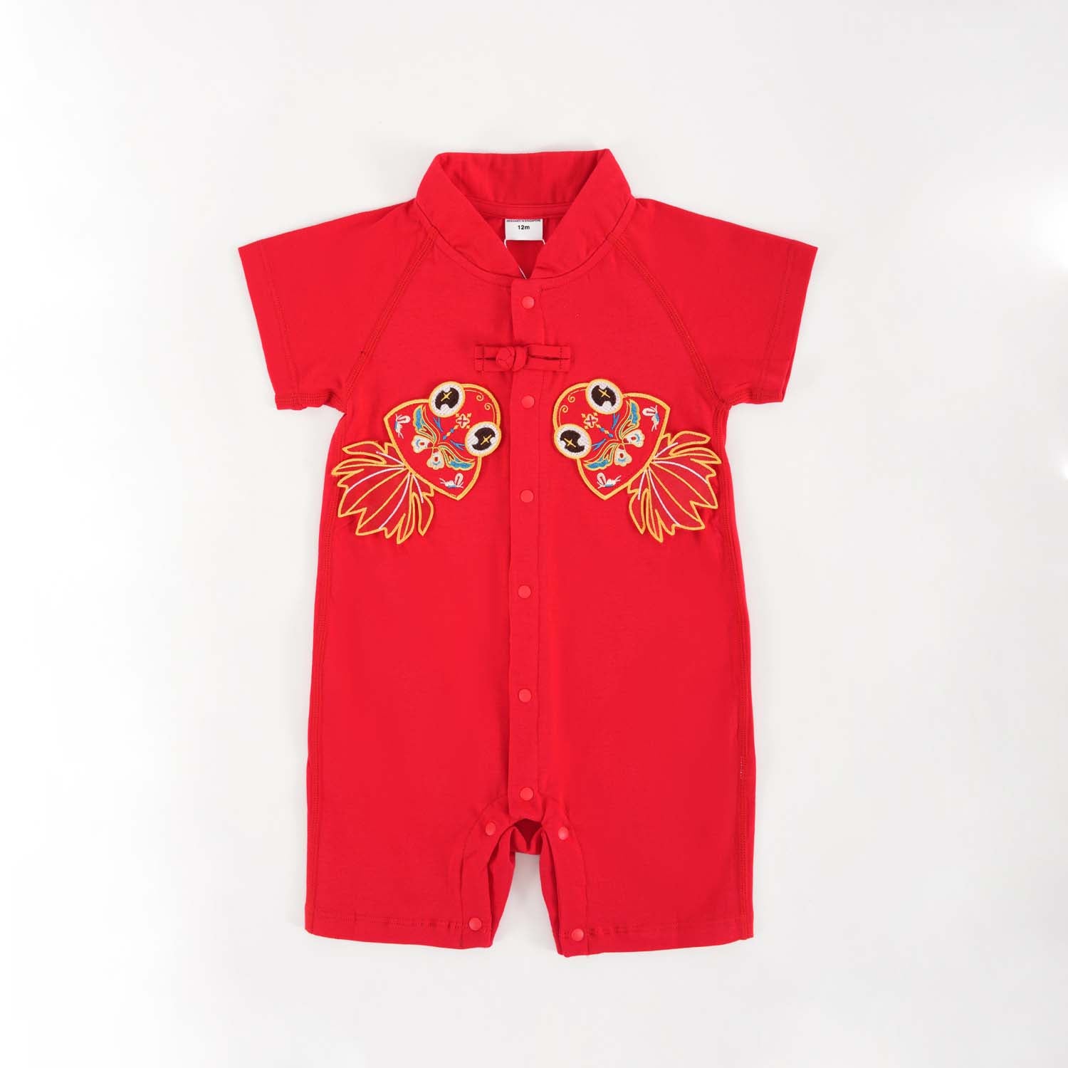 Singapore Souvenir Gift Wealth and Harmony Red Family Set with Golden Fish Baby Boy Cheongsam Romper 0834 - Little Kooma